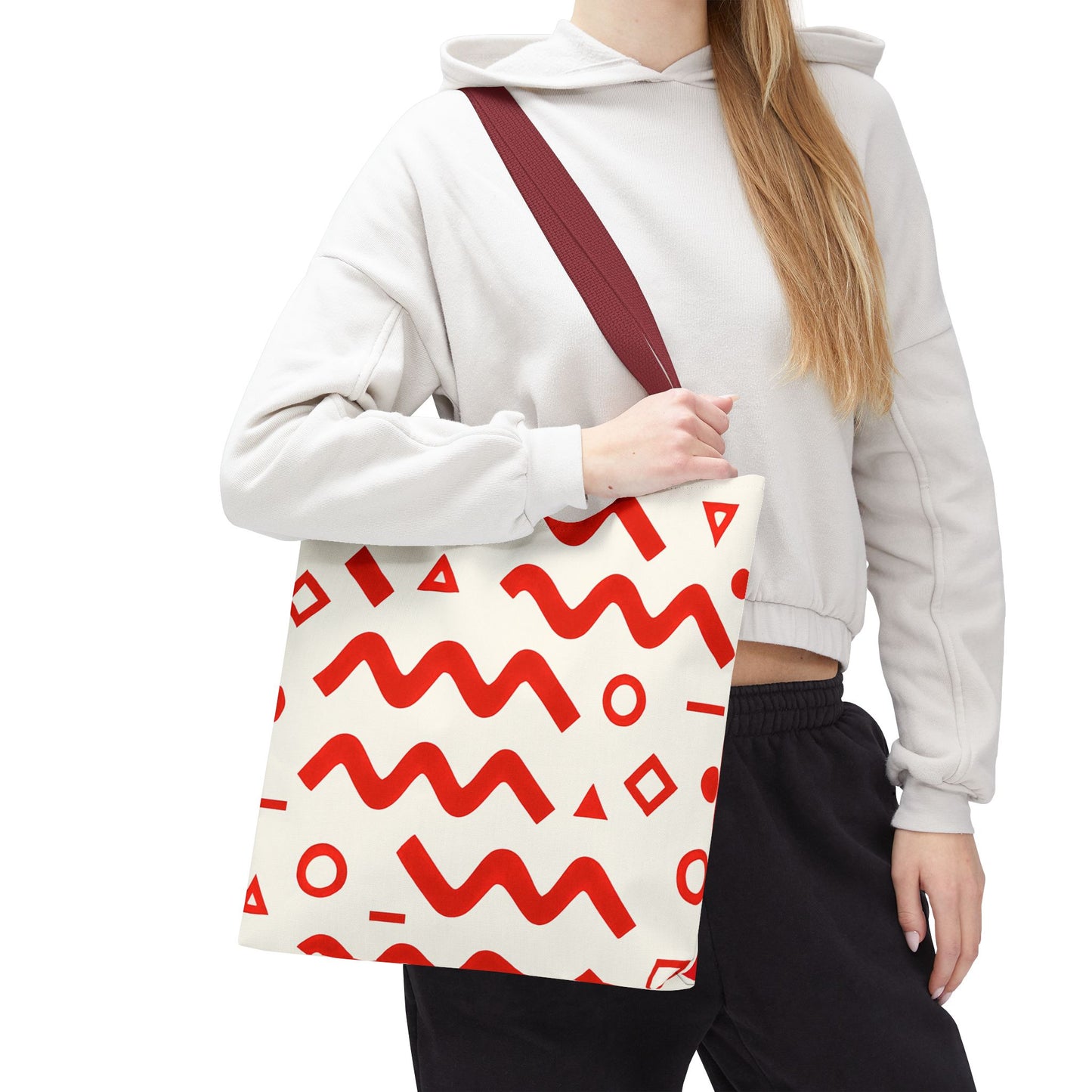 Stylish Red Patterned Tote Bag