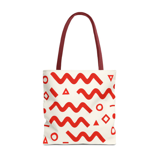 Stylish Red Patterned Tote Bag