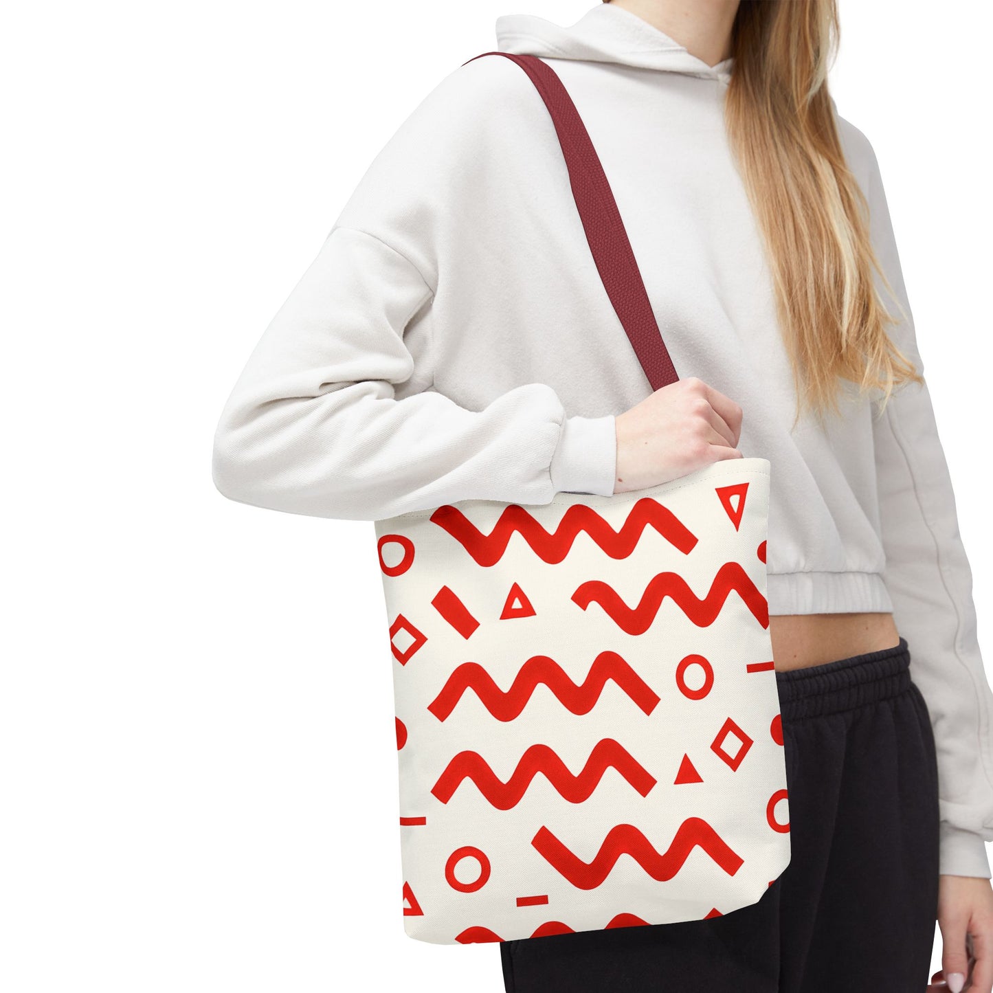 Stylish Red Patterned Tote Bag
