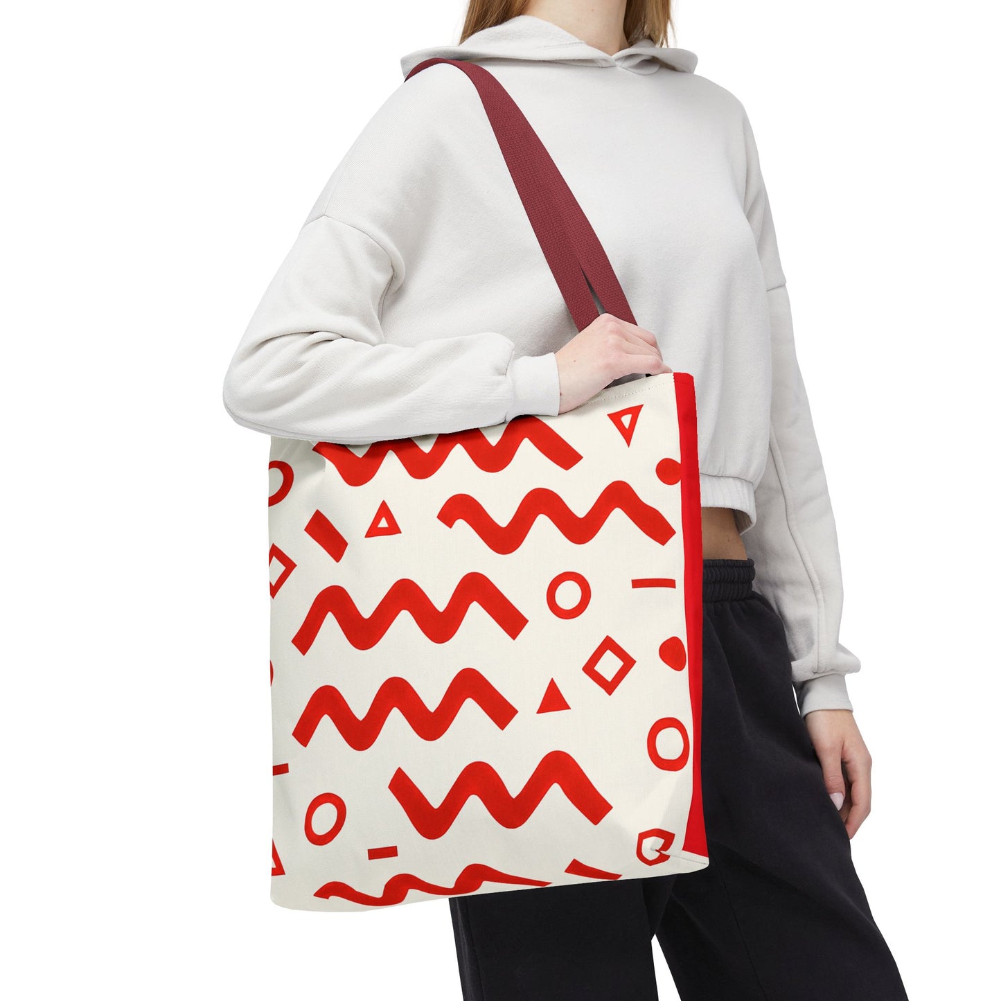 Stylish Red Patterned Tote Bag